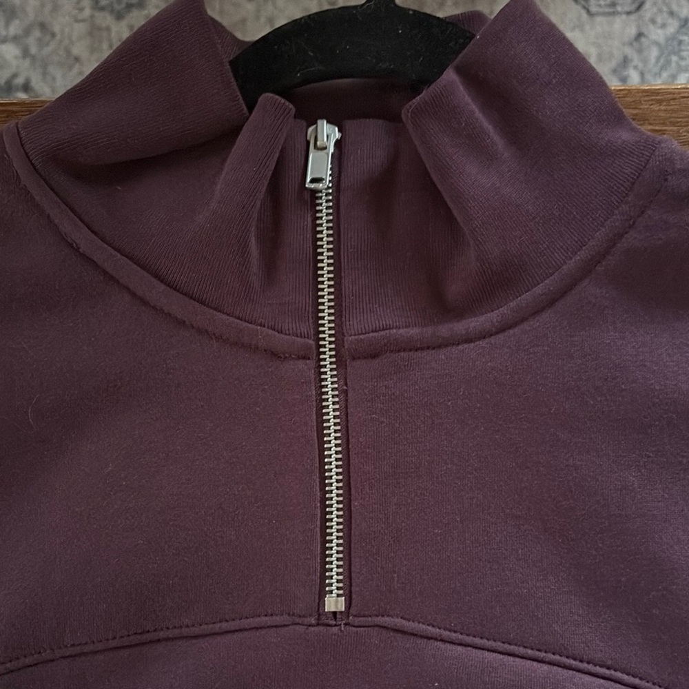 GAP Quarter-Zip Pullover Deep Plum Large Petite - Picture 7 of 11